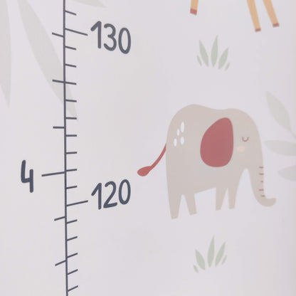 Close up of canvas height chart with neutral colours and elephant picture