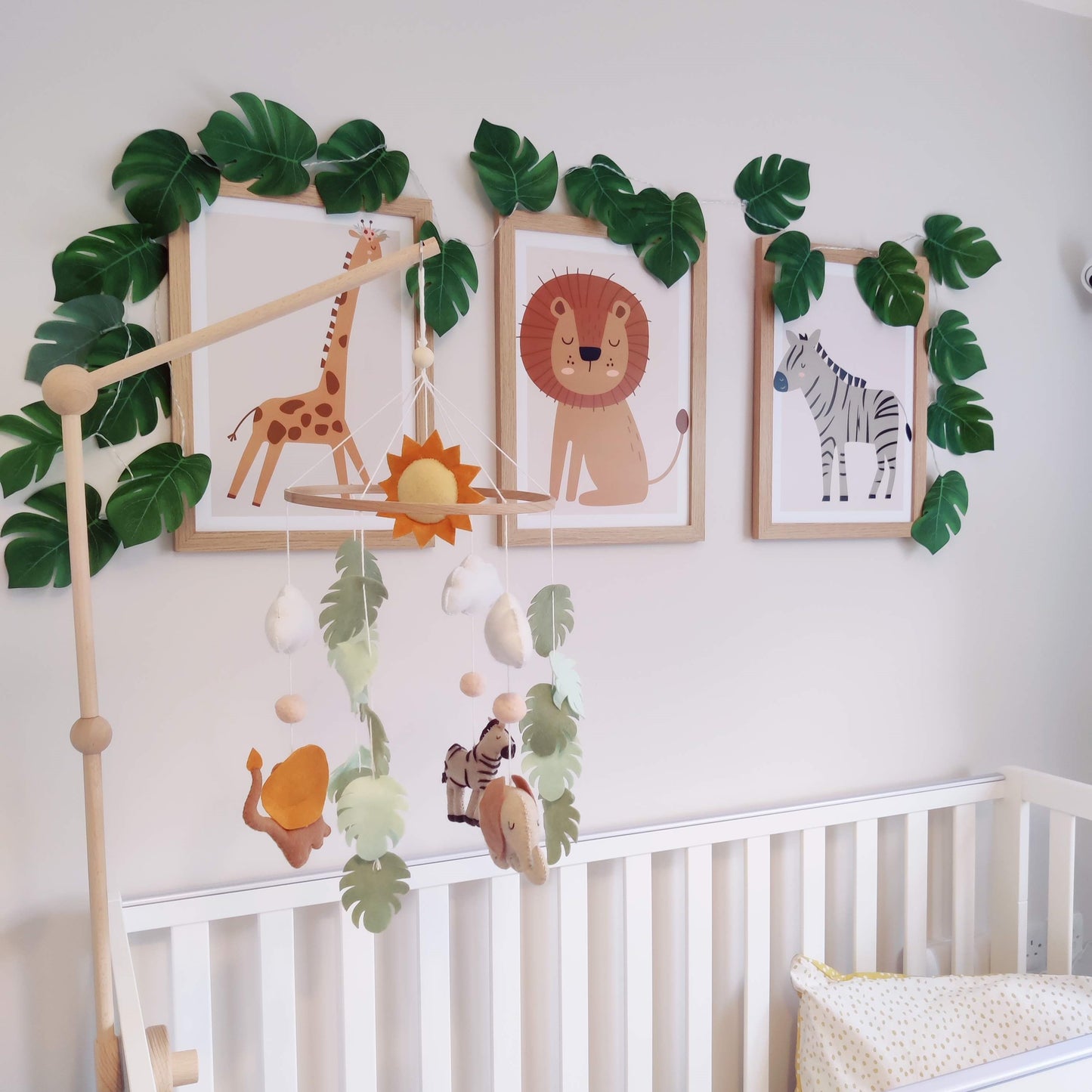 Safari themed nursery decor in a gender neutral room